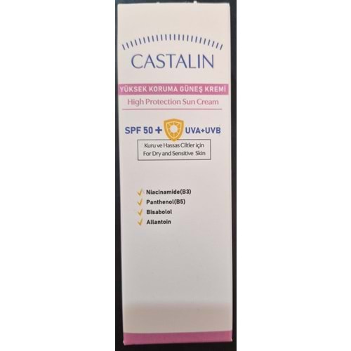 CASTALIN SPF50 YÜKSEK KORUMA GÜNEŞ KREMİ 50ML