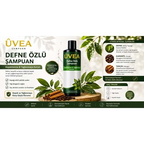UVEA DEFNE&TARÇIN KEPEKLENME YAĞLANMA KARŞITI ŞAMPUAN 1017