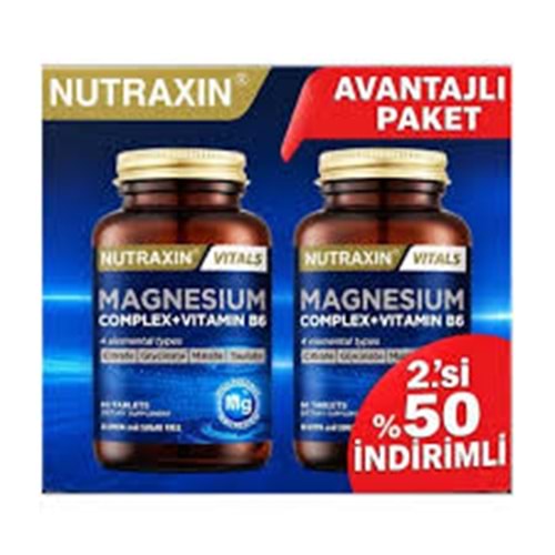 NUTRAXIN MAGNESIUM COMPLEX VİTAMİN B6 60 TABLET İKİLİ AVANTAJ PAKET 9471