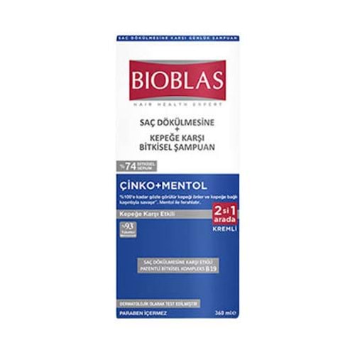 BİOBLAS ŞAMPUAN ÇİNKO+MENTOL 360 ML 4008