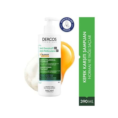 VİCHY DERCOS NORMAL YAĞLI SAÇLAR İÇİN ŞAMPUAN SELENYUM İÇERİR 390 ML 7109