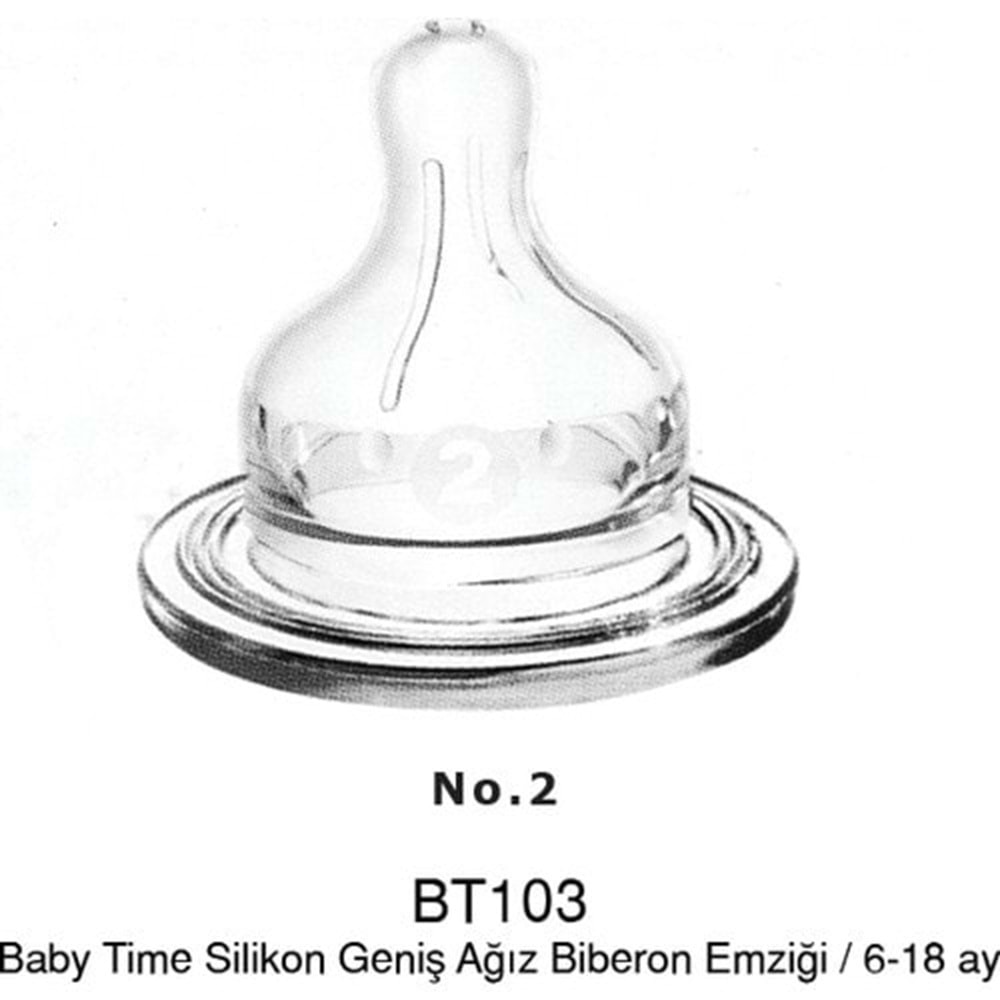 BT103 SİLİKON GENİŞ AGIZ BİBERON EMZİGİ NO:2