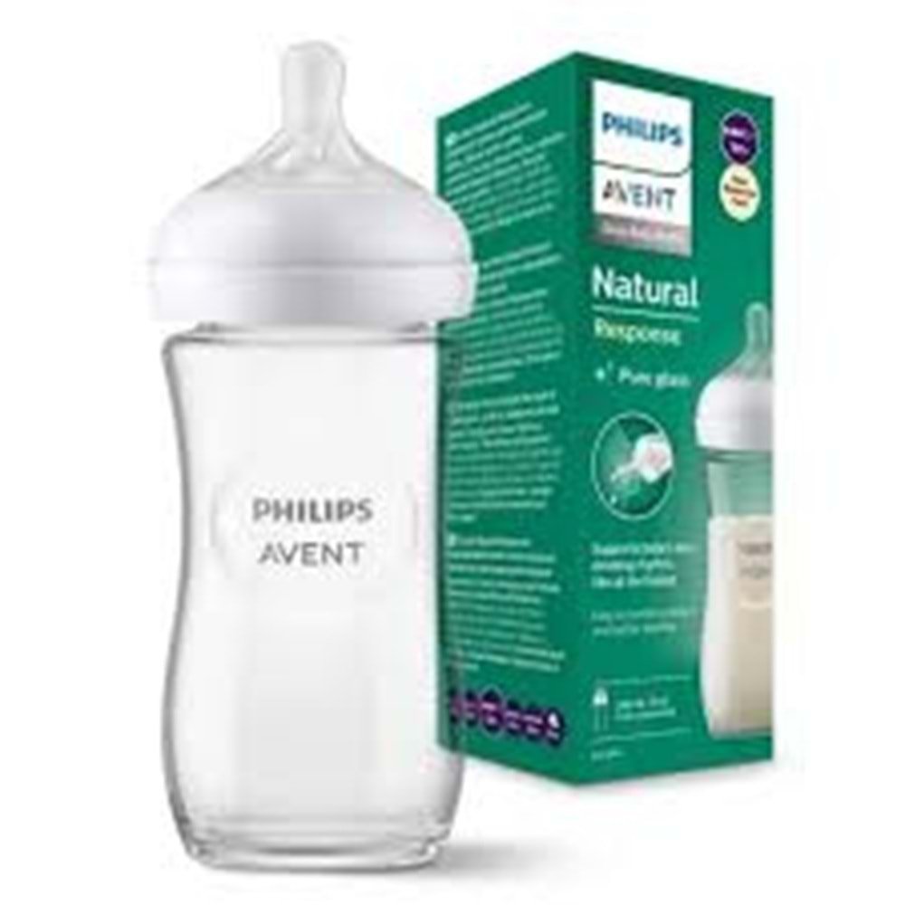 AVENT DOĞAL TEPKİLİ CAM BİB.240 ML 1+AY 2188