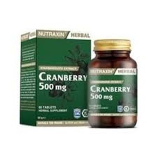 NUTRAXIN CRANBERRY TABLET TURNA YEMİŞİ 500 MG 60 TABLET 7104