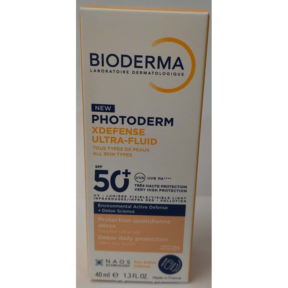 BİODERMA XDEFENCE ULTRA FLUID SPF50+ GÜNEŞ KREMİ 40 ML TÜM CİLTLER RENKLİ NO:1 3621