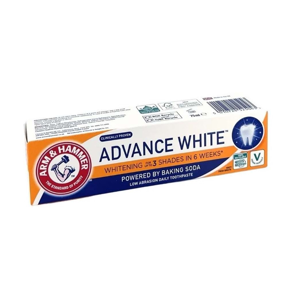 ARM & HAMMER ADVANCE WHITE DİŞ MACUNU 3 TONA KADAR BEYAZLATICI 75 ML