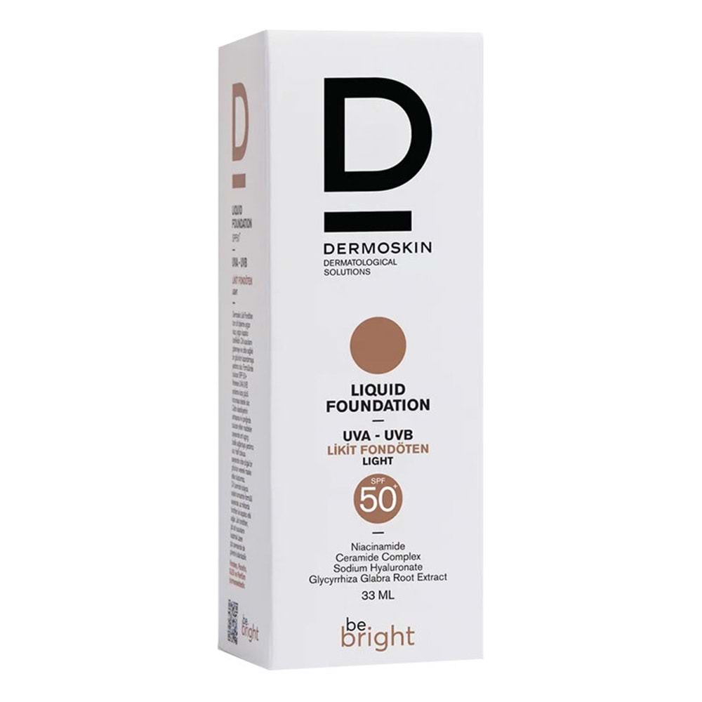 DERMOSKİN BE BRİGHT LİKİT FONDOTEN SPF 50+ 33 ML ( LIGHT )