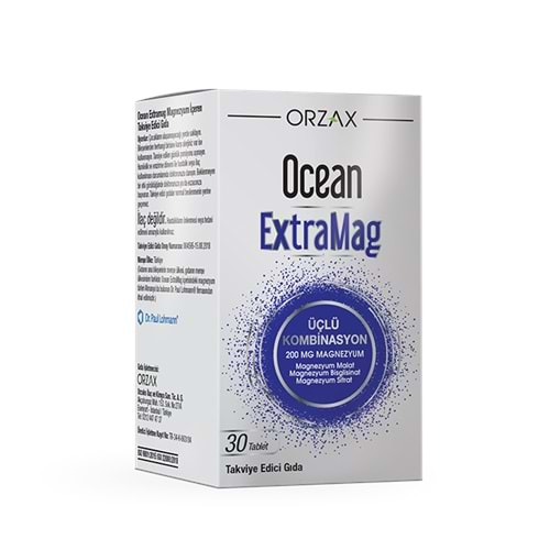 OCEAN EXTRAMAG MAGNEZYUM 30 TABLET GÜÇLÜ KOMBİNASYON ( MAG.MALAT&MAG.GLİSANAT&MAG.SİTRAT)