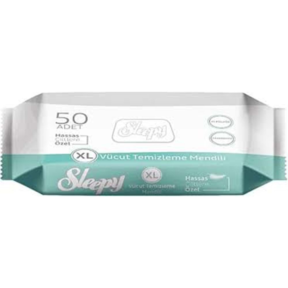 VÜCUT TEMİZLEME HAVLUSU SLEEPY XL 50 Lİ(ISLAK MENDİL)