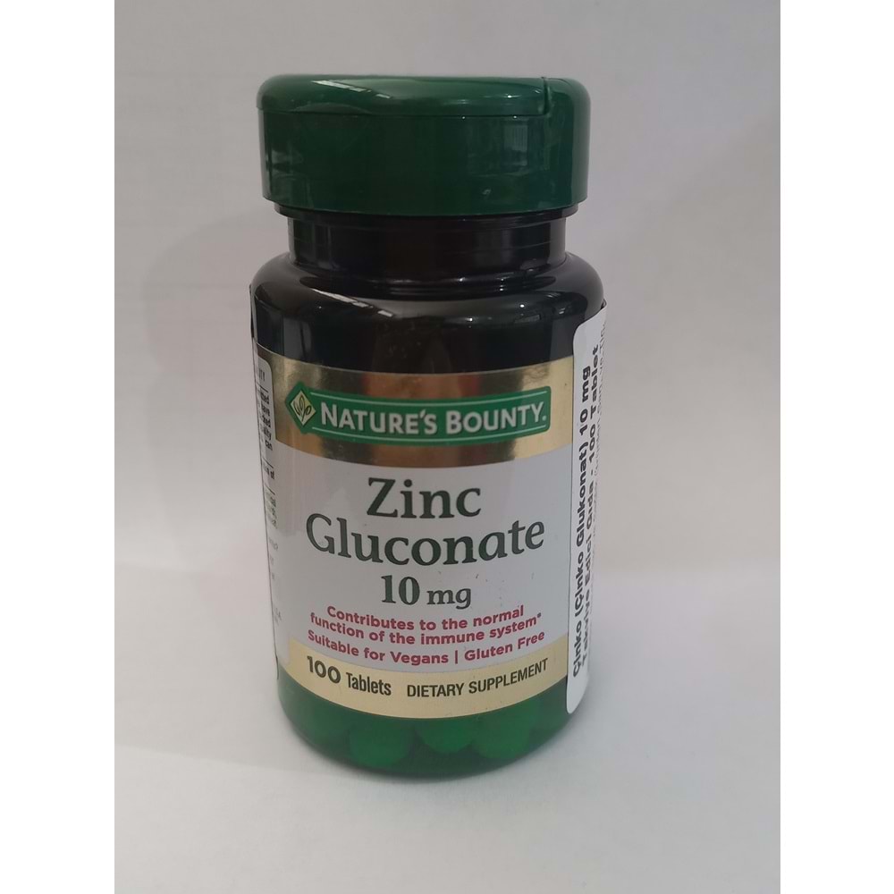 NATURES BOUNTY ZİNC GLUCONATE 10 MG 100 TABLET