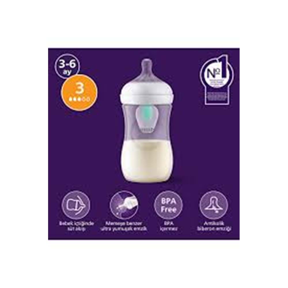 AVENT BİBERON NATURAL RESPONSE DOĞAL TEPKİLİ PP 3+6M( ANTİKOLİK ) 260 ML NO : 1 1549