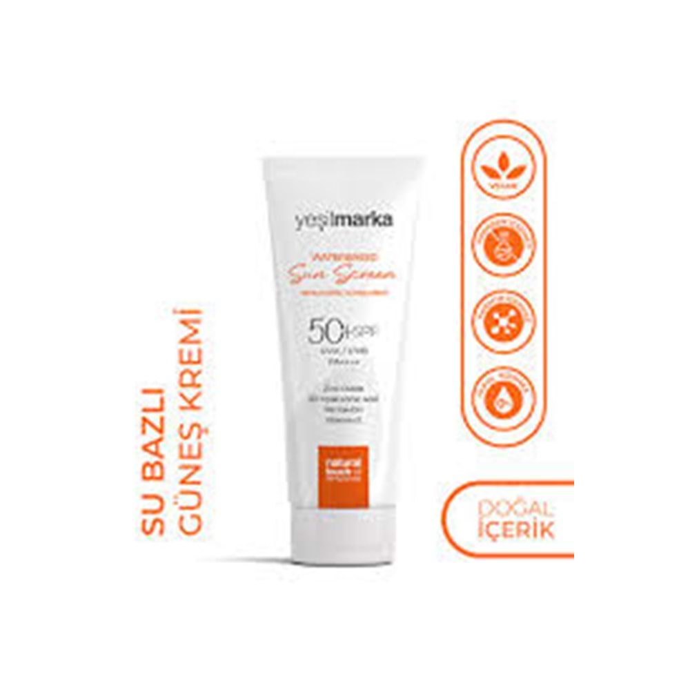 YMGNS-02 Yeşilmarka Su Bazlı Nemlendirici Güneş Kremi 50 SPF