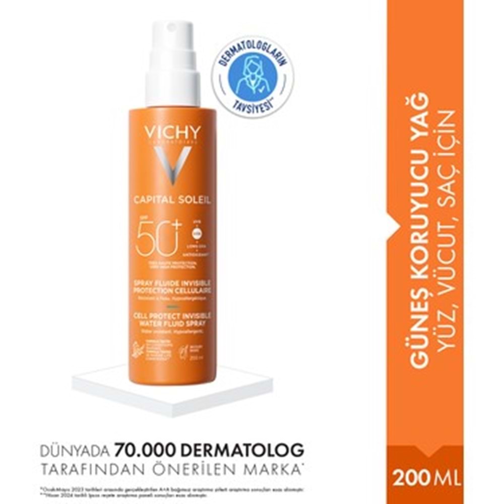 VICHY CAPITAL SOLEILÇOK YÜKSEK KORUMALI YÜZ VE VÜCUT SPREYİ SPF50+200 ML 0869