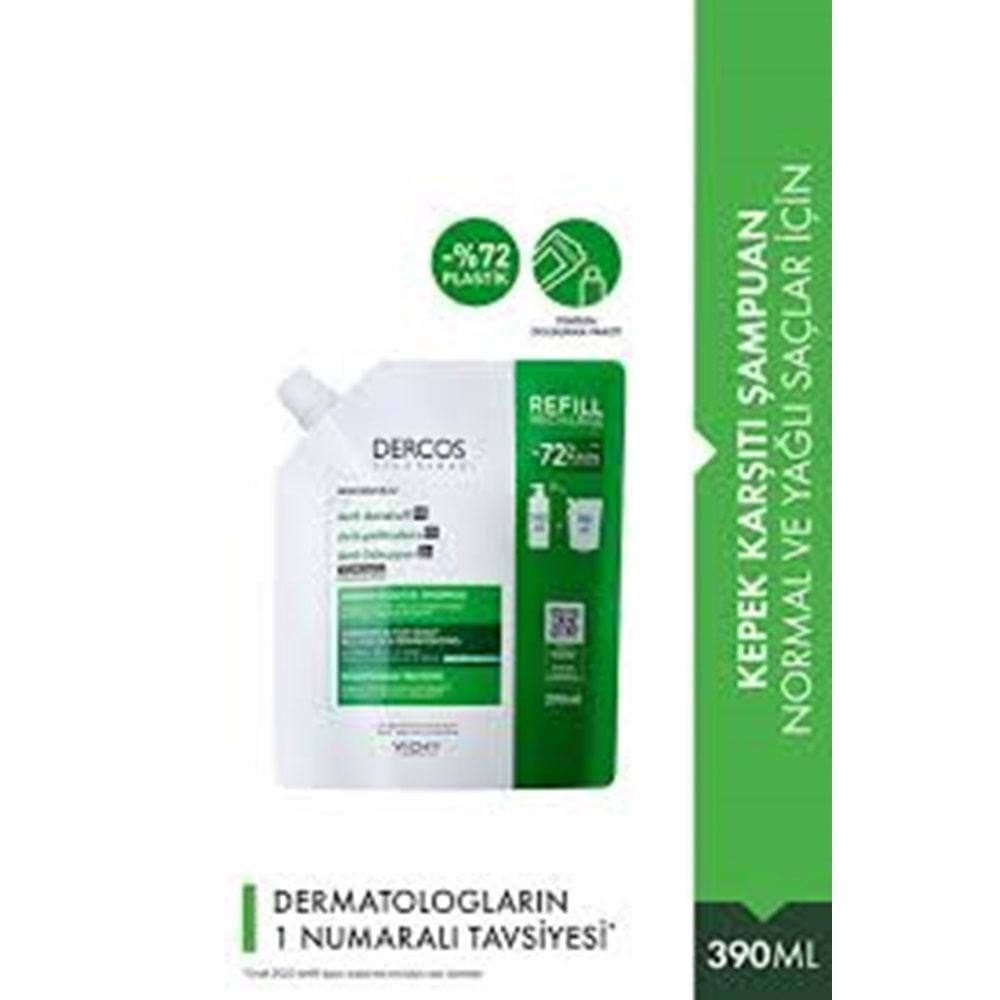 VİCHY DERCOS ŞAMPUAN ANTİ-DANDRUFF KEPEK KARŞITI 390 ML REFİLL ( YAĞLI SAÇLAR İÇİN )2830